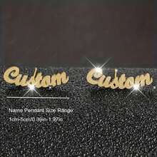 Personalized Shiny Name Three-Dimensional Earrings, Customized Text Stainless Steel Earrings, Minimalist Matte Shiny Jewelry, Suitable For Daily Wear, Unisex Couple Gift Accessories - Multicolor - View 4