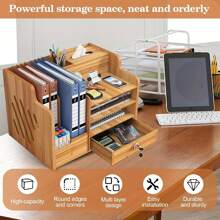 Office Paper Organizer For Desk, Wooden File Holder, Office Desk Organizer, Stackable Paper Trays For Home, Office, School, Classroom