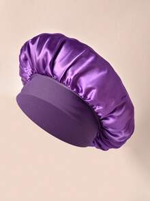 A Satin-Like Sateen Wide-Stripe Highly Elastic Hair Protection Cap Hair Sleep Cap - Purple - View 9