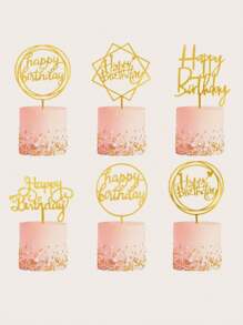 6pcs Happy Birthday Cake Decoration Set, Acrylic Cake Decoration, Sparkling Happy Birthday Cake Decoration, DIY Cake Decoration, Cake Tools, Birthday Party Supplies