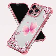 Funda para teléfono 1 pieza Nuevo Airbag galvanizado con mariposa rosa Anticaída / Funda protectora de TPU transparente espesada Compatible con phone / 16promax / 16pro / 16/13promax / 12promax11, 15PROMAX, 14PROMAX / Galaxy, S23 Ultra / S24 Ultra 1 pieza - Azul - Ver 5