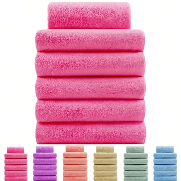 6pcs Set - Luxurious Microfiber Facial Cloths - Soft, Quick-Drying & Reusable Makeup Remover - Seamless Edge, Gentle And Effective Facial Washing Experience - Perfect Travel-Size Beauty Essential
