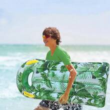 充气游泳板浮排、冲浪板、浮筏、双手柄防翻设计、水上派对床，适用于泳池、湖泊、夏日派对、沙滩必需品、沙滩配件 - 綠色 - 查看 2