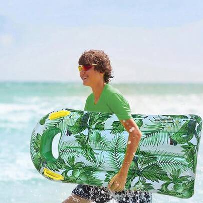 充气游泳板浮排、冲浪板、浮筏、双手柄防翻设计、水上派对床，适用于泳池、湖泊、夏日派对、沙滩必需品、沙滩配件