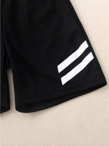 3pcs Boys' Summer Casual Striped Print Shorts Set, Quick-Dry Breathable Athletic Baseball Style Shorts, Suitable For Sports, Play, Casual School Outfits