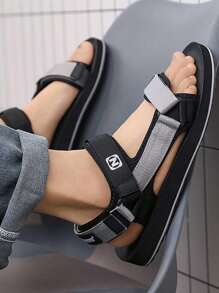 Couples Casual Outdoor Flat Hook And Loop Cross Strap Sport Sandals
