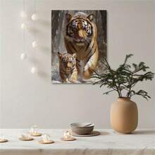 1pc PcTiger And Cub Canvas Print Poster - Frameless Wall Art For Home, Office, Living Room, Bedroom, Cafe - Decorative Painting, Ideal Gift For Friends And Colleagues,No Frame