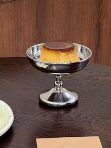 1 pieza Taza para helado de acero inoxidable 304, taza para postre con pie alto, para helado, pudin, gelatina, plato de frutas, suministros escolares