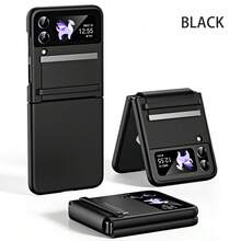 Funda para teléfono compatible con Galaxy Z Flip3/4/5/6, de unicolor ultra delgado, minimalista, con cobertura completa y anticaídas, con cordón - Negro - Ver 2