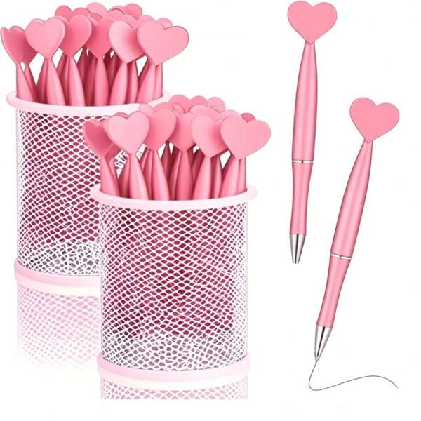 6/10 rosa herzförmige Kugelschreiber mit Drehverschluss, geeignet für Schul- und Bürobedarf, Liebes-und Romantik-Schreibwerkzeuge, Hochzeitsunterschriften, Büroartikel, Thanksgiving und Halloween Hochzeiten, Valentinstags-Zubehör, exquisite Schreibwerkzeuge