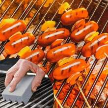 4pcs Heavy Duty Grill Cleaning Bricks: Heat-Resistant Non-Slip Scraper For Removing Grease And Residue - Ideal For Barbecue, Camping, Picnics And Backyard Maintenance, Grill Maintenance | Portable Grill Cleaner | Heat-Resistant Bristles, Outdoor Barbecue Accessories, Cleaning Tools For Lava Rocks, Kitchen Utensils