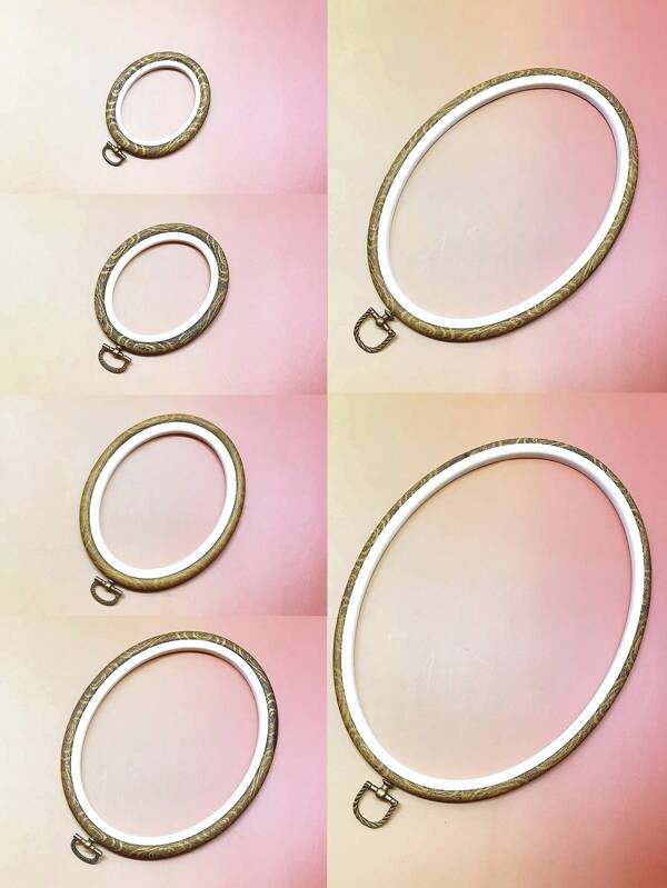 Elegant Oval Embroidery Hoop, Dark Brown Faux Vintage Frame, For Art Sewing, Crafts, Quilting, Home Decor Hanging