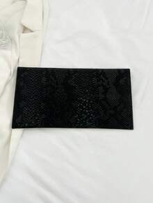 1pc Plain Simple Minimalist Luxury Stone Texture Clutch Bag - Black - View 6