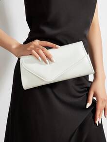 REMANLAND Fashionable Ladies Evening Bag, Shiny PU Clutch, New Wedding Prom Party Bag, Exquisite And Charming Envelope Bag, Suitable For Dinners, Gatherings, Dances, Parties, Graduation Ceremonies, The Best Gift For Ladies, Girls, Female College Students. - White - View 3
