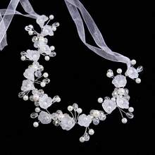 1 件儿童白色花朵皇冠头饰，女孩公主发带头饰，适合舞蹈、表演、婚礼、伴娘 - 白色 - 查看 1