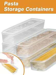 Airtight Clear Plastic Pasta Storage Container - Rectangular Spaghetti Noodles Organizer For Pantry/Refrigerator, Horizontal Space-Saving Design, Leak-Proof Food Canister (Multi-Purpose Kitchen Storage)