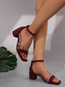 Sandálias de Salto Alto com Uma Alça e Fivela, Estilo Simples para o Verão, Adequadas para Meninas Adolescentes, Estilo Escolar, Sapatos de Dança