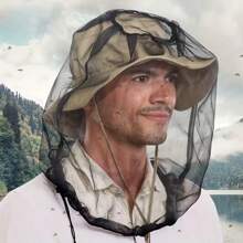1pc Outdoor Anti-Mosquito Mesh Automatic Shrinking Anti-Insect Cap Camping Versatile Anti-Mosquito Cap Outdoor Fishing Cap