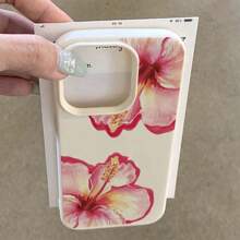 Funda de teléfono con flor, 1 pieza de material TPU con patrón de flor de hibisco rosa, compatible con iPhone/teléfonos Redmi