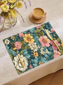 1/4 pièces Dessous de plat en lin bohème coloré, accessoires de cuisine à motif floral, dessous de plat élégants résistants à la pollution, conviennent pour la maison, la salle à manger, la décoration de restaurant