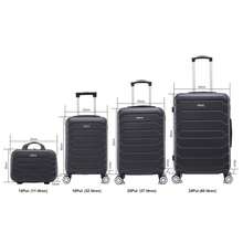 Elegant Travel Luggage Set: Lightweight ABS Shell, Number Lock, 4 360° Spinner Wheels, Aluminum Telescopic Handle Luggage Set Trolley Cabin Suitcase. Four Sizes: Large Suitcase: 24 "(60 Liters) 65x40x25cm, Medium Cabin Suitcase: 20 "(37 Liters) 55x35x22cm. Small Cabin Suitcase: 18 "(32 Liters) 50x32x19cm And A Practical Toiletry Bag 14" (11 Liters) 35x25x16cm ( 8002 ) - MALETA-8002-NEGRO - 查看 3