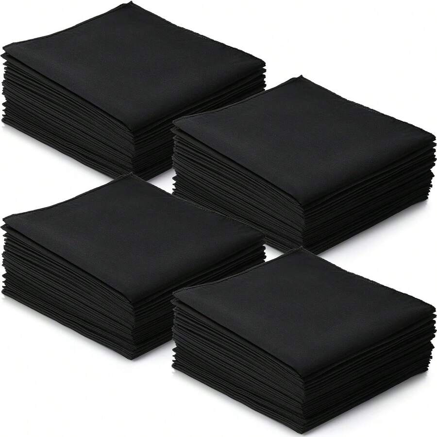 Local Warehouse-  Pocket Square Towel For Wedding Party Leinuosen 100 Pack Handkerchiefs Bulk Men's Handkerchiefs Cotton Classic Hankies - Black - View 1