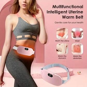 USB Rechargeable Waist Warmer Belt, 3 Temperature Settings, 4 Vibration Modes, Warm Abdomen, Battery Capacity: 1200mAh
