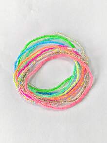 Set de 10 piezas de tobilleras elásticas de estilo bohemio y coloridas, adecuadas para hombres, mujeres, playa, fiesta, uso diario, regalo exquisito - Multicolor - Ver 5
