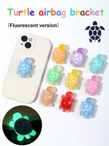 1/3 piezas Soporte de agarre de teléfono con diseño de tortuga colorida y brillante en la oscuridad, diseño de animal marino de dibujos animados 3D, cómodo soporte de escritorio, 2 en 1 adhesivo y soporte, ABS+Silicona, se adapta a la mayoría de los teléfonos