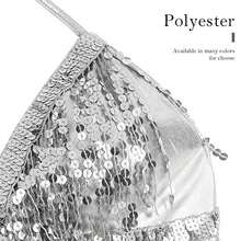 1 件带流苏的亮片肚皮舞文胸上衣 - 可调节尺寸适合 88.18-165.35 磅，闪亮的多色亮片适合夜总会、舞台和舞蹈表演 - 女士服装配饰