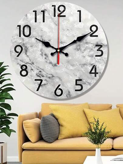 Moderne Wooden ation Wand Clock, Grijs Zwart Marble Oil Painting Silent Quartz Living Room Bedroom, Spiritual Home Office Hanging, Ho warming 10 "12" Klok Bedroom Dormitory Back To School view 5