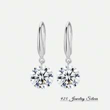 Pendientes de gota con diamante de circonita y diseño asimétrico, de plata esterlina 925, versátiles y de alta gama
