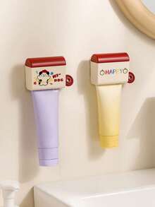 1/2/4 piezas Exprimidor de pasta de dientes lindo de dopamina, Exprimidor de pasta de dientes flojo, Exprimidor manual de pasta de dientes de limpiador facial para inodoro