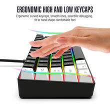 Teclado compacto mini de 61 teclas, 60% de tamaño, con diseño de membrana delgado, retroiluminación RGB en negro/blanco con sensación mecánica, diseño ergonómico, resistente a derrames, apto para PC/portátil/oficina/hogar/e-sports - Multicolor - Ver 4