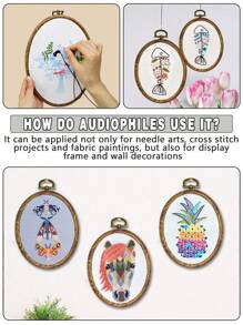 3 حلقات تطريز بنمط خشبي بيضاوي على الطراز القديم لل- DIY، إطارات تطريز، إطارات تنجيد، حلقات معلقة لصنع حلم، متوفرة ب- 6 أحجام، مصنوعة من ABS و PVC مع خطافات معدنية لديكور المنزل والهالوين والكريسماس والمفاتيح والحقائب والمكاتب والسيارات، تشمل 16 إبرة