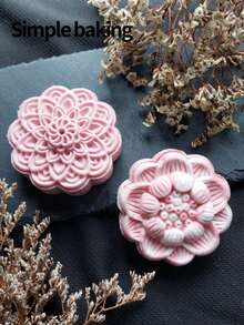 4件套3D立体花纹糕点模具，生日礼物烘焙套装，便当用品，手工DIY饼干模具，蛋糕，饼干，印章饼干切割模具，节日派对月饼，豆沙饼厨房工具，返校午餐盒用品，饼干切割器。月饼模具套装，饼干造型器。饼干印章 - 米色 - 查看 11