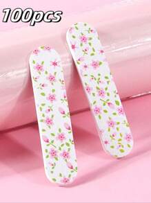 100pcs Professional Double-Sided Emery Nail Files, Fashion Style Manicure, Foot Care, Emery Board Tools, Abrasive Polishing Strips, Suitable For Beginners And Nail Salons