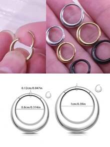 1/2/3pcs 316l Stainless Steel Smooth Surface Nose Ring Hoops Cartilage Earring Ear Cuff Water Drop Hinge Clicker Septum Ring For Women, Crescent Circle Septum Rings Septum Piercing Jewelry, Chunky Hypoallergenic Open And Close Gold Hoop Earrings For Women And Man, Suitable For Holiday Gifts, Birthday Gifts, Dances, Parties, Dates, Work, Daily Wear - Multicolor - View 10