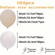 133pcs Wedding & Party Balloons Arch & Decor Kit - Cream & Champagne - Heart Shape Design, Suitable For Engagement, Valentine's Day, Mother's Day - Princess Theme, No Electricity Required