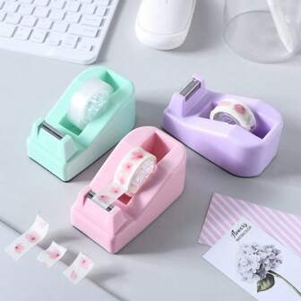 1 pezzo Taglierina per nastro adesivo da scrivania, in plastica colorata e creativa, accessori per ufficio e per il ritorno a scuola