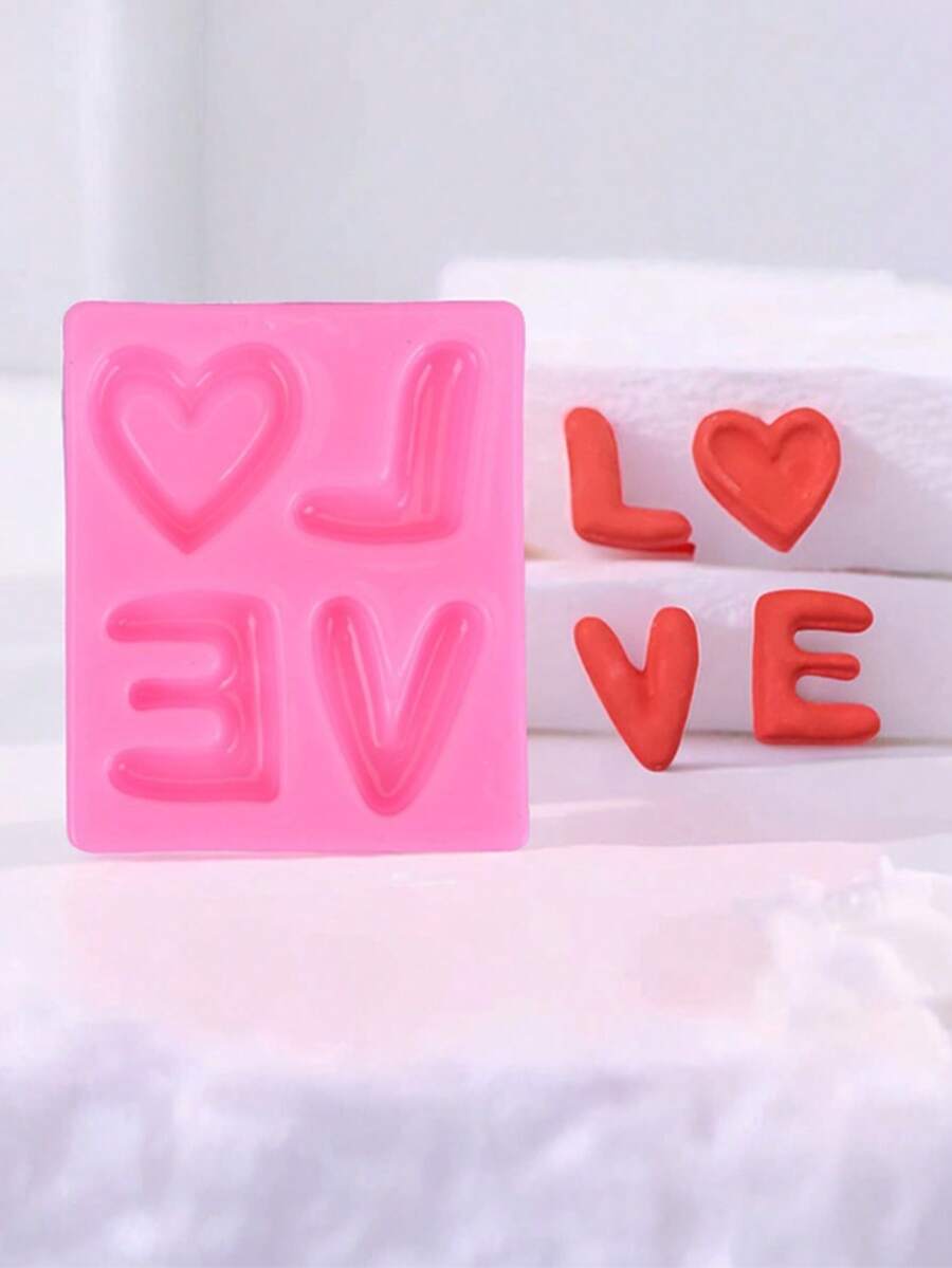 1 khuôn silicon hình trái tim và chữ cái để nướng bánh - Nhiều màu - Xem 1