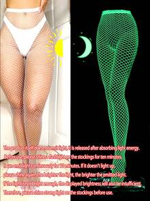 Glow-In-The-Dark Stockings, Dance Socks, Sexy Glow-In-The-Dark Fishnet Stockings, High Waist Hollow Out Neon Party Pantyhose, Women Socks And Tights, Suitable As Gift For Girlfriend (The Product Itself Does Not Glow, Needs To Be Exposed To Light For Half An Hour) - Multicolor - View 14