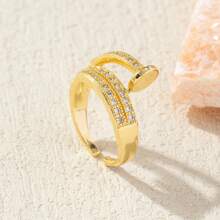 1 pieza Anillo de diseño de uñas chapado en oro de acero inoxidable, joyería personalizada creativa, anillo unisex de moda minimalista casual y versátil retro para hombres y mujeres, apto para la calle, uso diario, fiestas, vacaciones, regalo de graduación, joyería