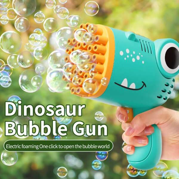 Máquina de Bolhas de Dinossauro Manual com 40 Orifícios, Brinquedo Automático de Pistola de Bolhas, Decoração para Eventos de Casamento ao Ar Livre, Lembrancinhas para Festa de Aniversário, Brincadeira de Água ao Ar Livre, Brinquedos de Natal, Sem Líquido de Bolhas, Sem Pilha