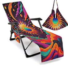 Funda plegable para silla de playa que se puede doblar en una bolsa de hombro, con bolsillos a los lados para guardar gafas y teléfono. Adecuado para silla de playa, toalla, tumbona de piscina. Práctico para llevar accesorios de viaje y artículos de playa - Multicolor - Ver 15