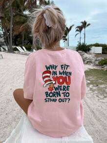 Camiseta con eslogan genial, camiseta de cuello redondo con estampado gráfico para niña preadolescente de manga corta, para estudiantes jóvenes, verano