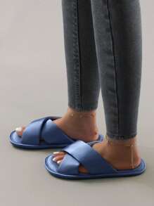 Elegante & bequeme Satin-Criss-Cross Pantoffeln zum Schlüpfen für Frauen, für Innen- und Außenbereich geeignet