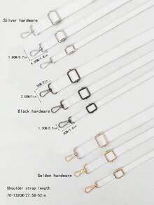 DIY Shoulder Strap, Bag Accessories Strap, Wallet Replacement Strap, Full Grain Microfiber Leather, Adjustable Crossbody Shoulder Strap, Black/Gold/Silver Hardware - White - View 6