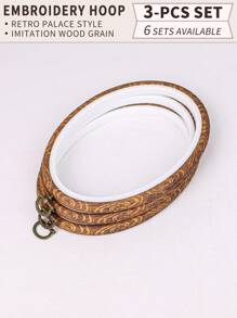 3 قطع دائرة خياطة متنوعة الأحجام 6 بأسلوب عتيق مزين بالخشب البني وملمس الخشب الطبيعي لعمل الاشغال اليدوية، اطر سشوار الحلم الديكورية المعلقة. مصنوعة من مواد عالية الجودة البلاستيك والمعدن. مناسبة لأغراض الديكور كالهالوين وعيد الميلاد والهواتف والحقائب والاثاث والسيارات