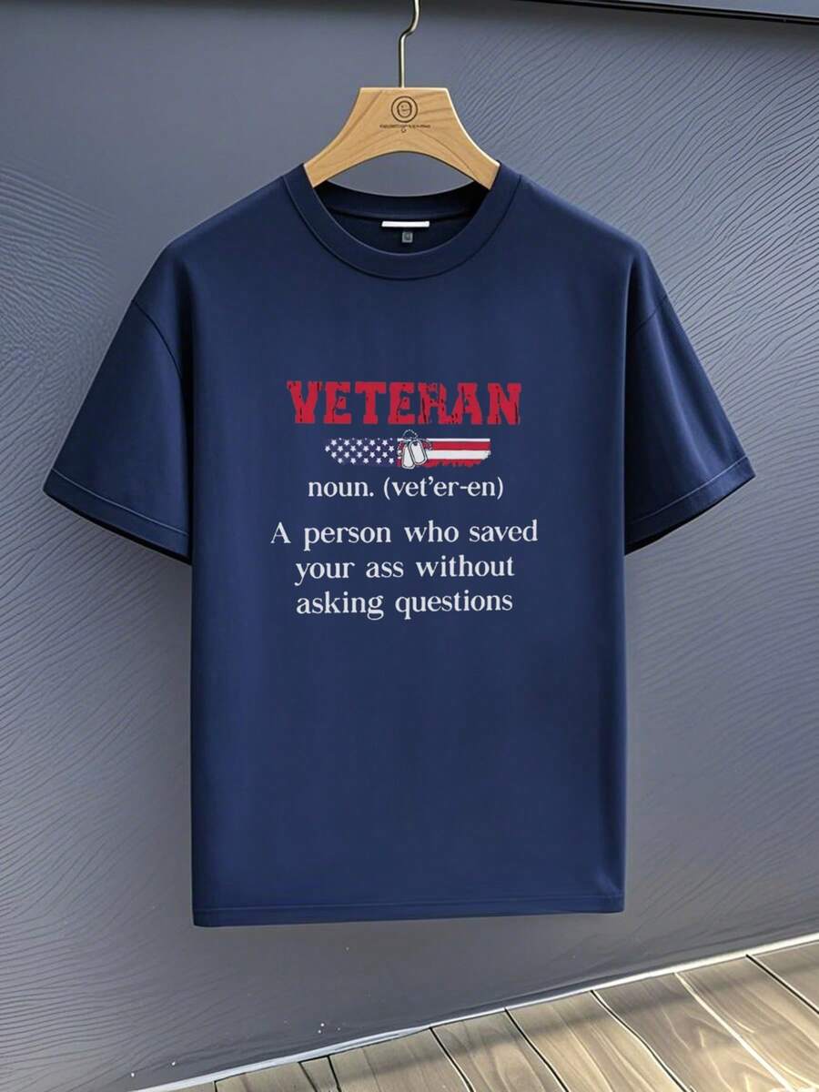 Liberty's American Roar! 100% Cotton, 220g Heavy - Weight Tee With Statue Of Liberty Vibe - Blue - View 1